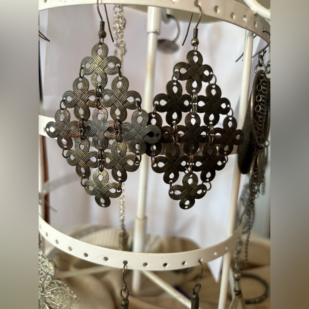 Ornate Metal Filigree Earrings